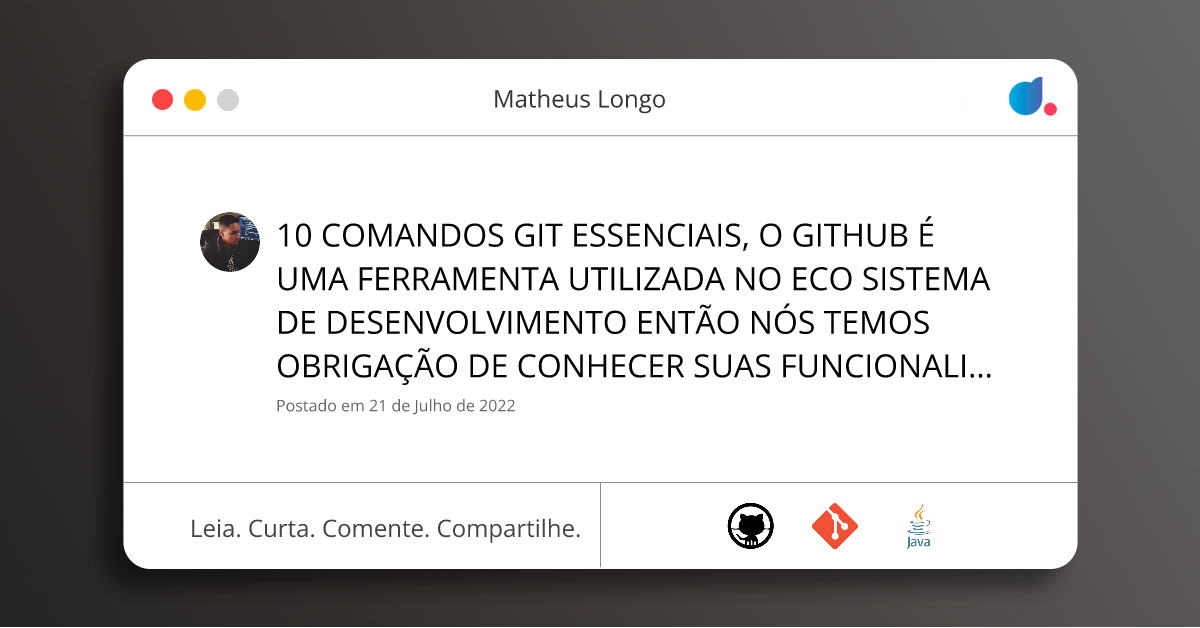 10 COMANDOS GIT ESSENCIAIS, O GITHUB É UMA FERRAMENTA UTILIZADA NO ECO ...