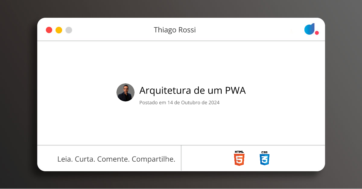 Arquitetura de um PWA | Thiago Rossi | HTML | CSS | JavaScript | DIO