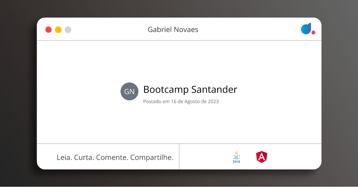 Bootcamp Santander | Gabriel Novaes | Java | Angular | DIO
