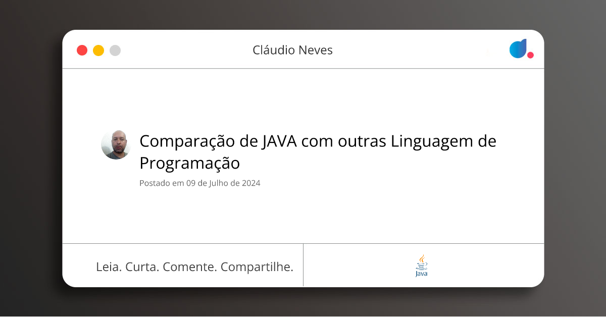 Comparação de JAVA com outras Linguagem de Programação | Cláudio Neves ...