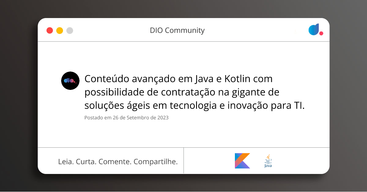 Conteúdo avançado em Java e Kotlin com possibilidade de contratação na ...
