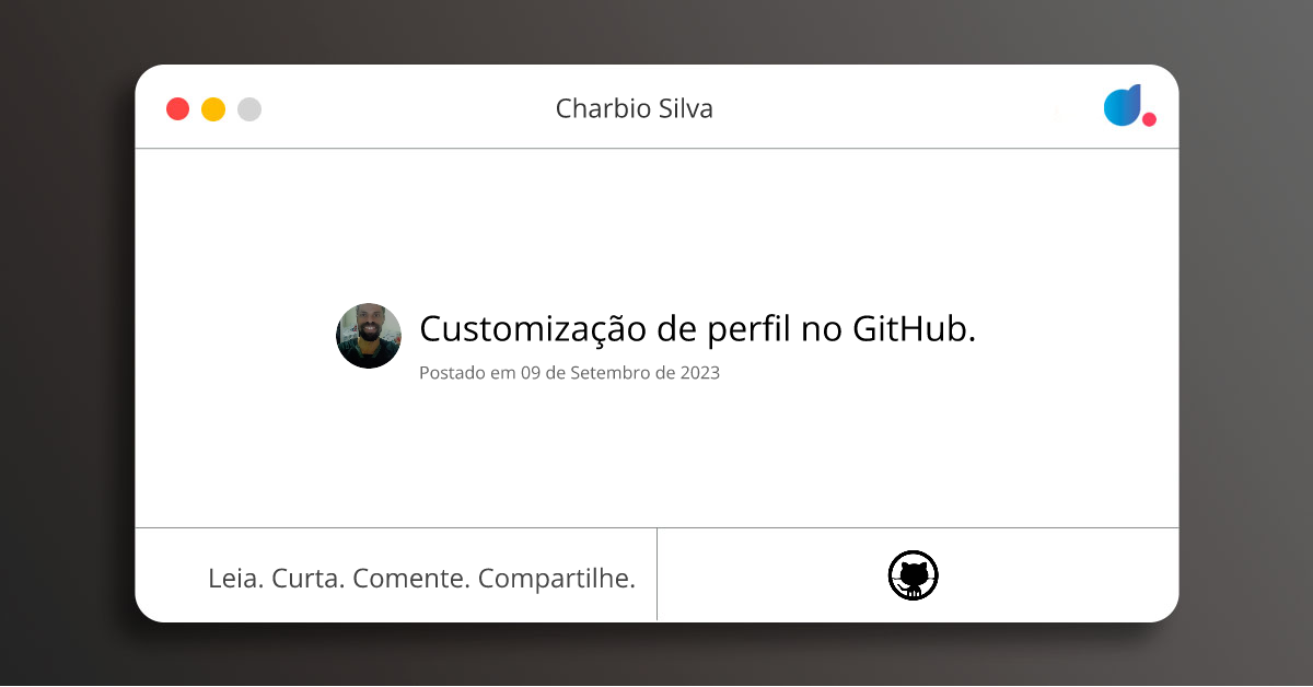 Customização de perfil no GitHub. | Charbio Silva | GitHub | DIO