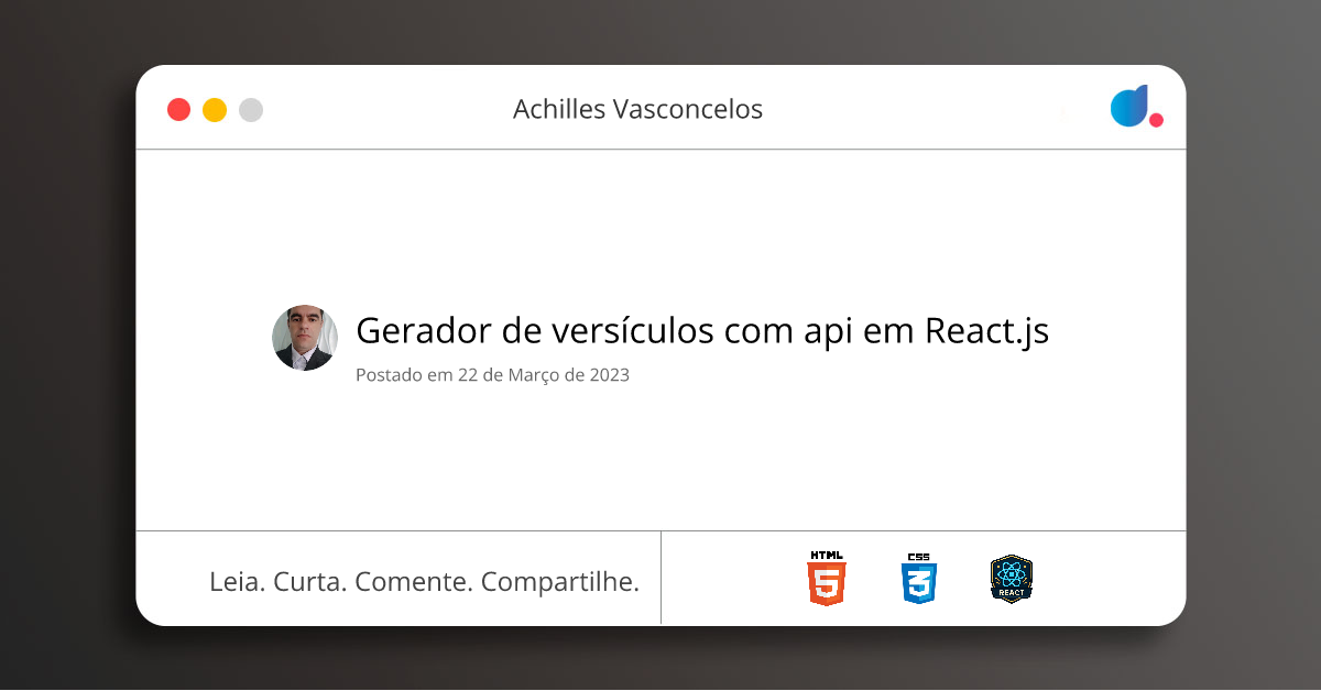 Gerador de versículos com api em React.js | Achilles Vasconcelos | HTML ...