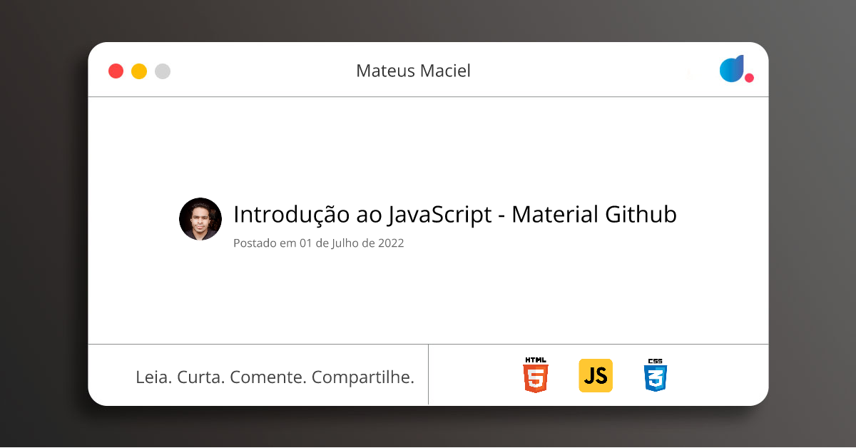 Introdução ao JavaScript - Material Github | Mateus Maciel | HTML ...