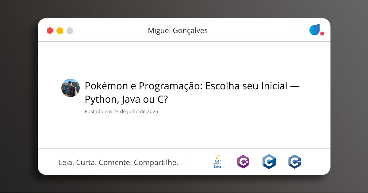 Pokémon e Programação: Escolha seu Inicial — Python, Java ou C ...