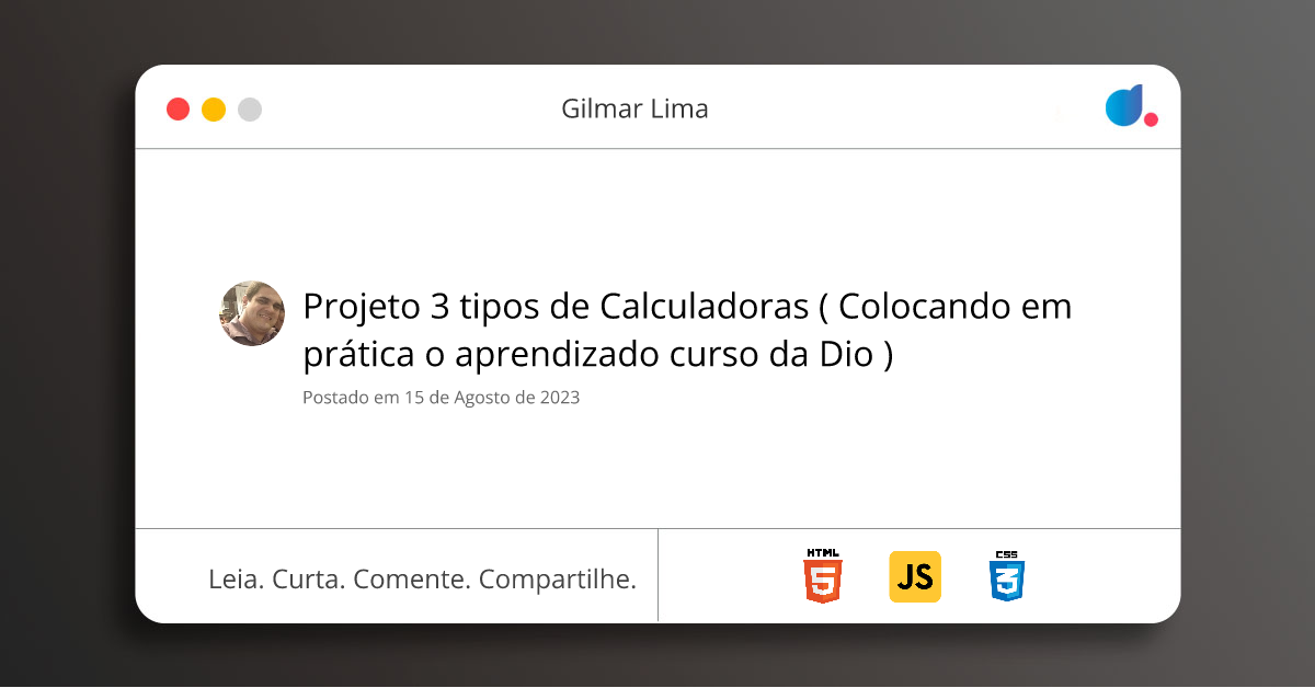 Projeto 3 tipos de Calculadoras ( Colocando em prática o aprendizado ...