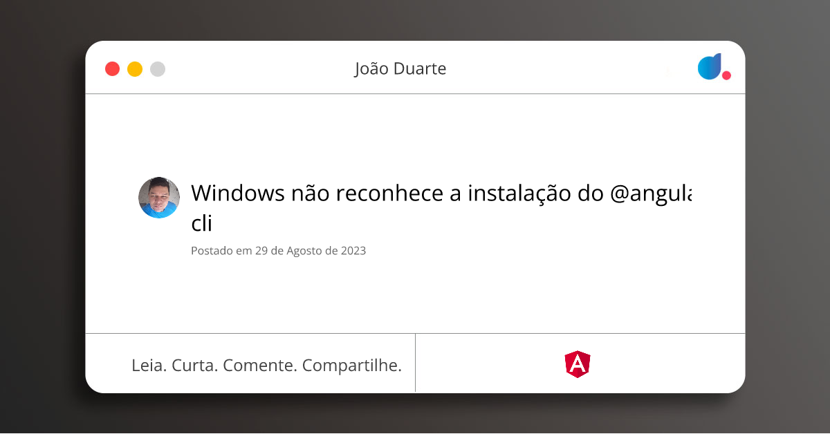 Windows não reconhece a instalação do @angular/cli | João Duarte ...